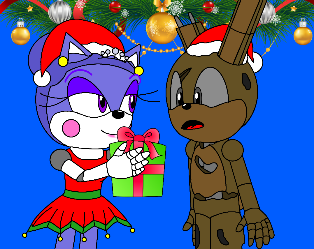 Springtrap Christmas Ballora giving Springtrap a Christmas present by JadyellySparkle on ...