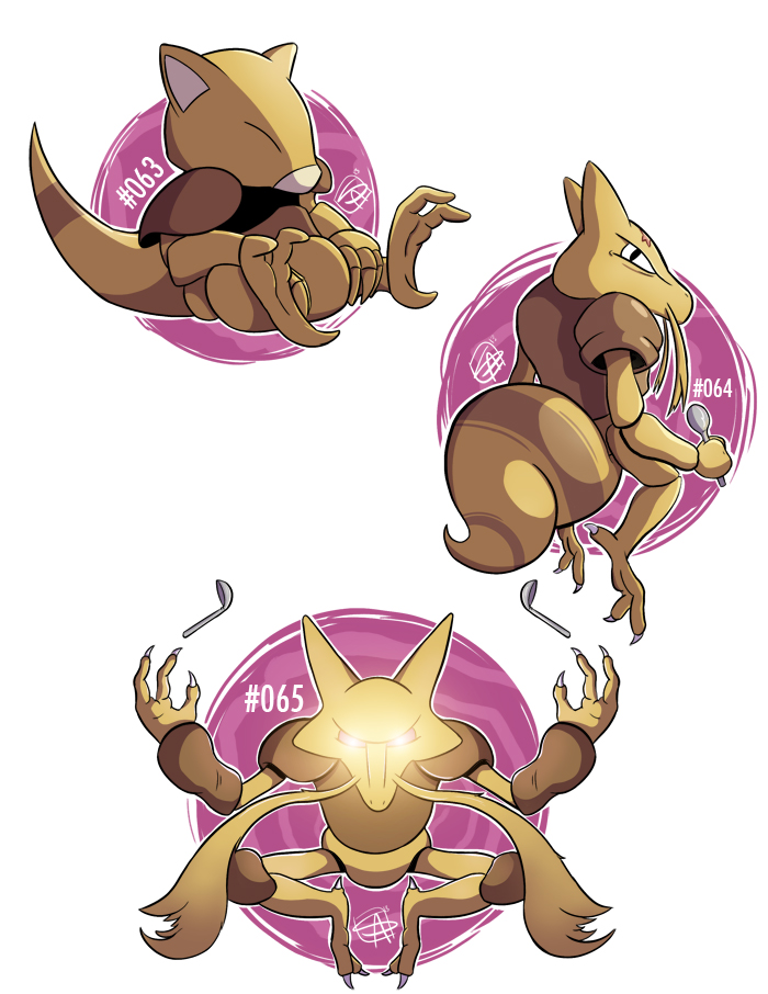 063 - Abra, 064 - Kadabra, 065 - Alakazam