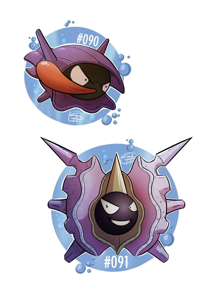 090 - Shellder and 091 - Cloyster