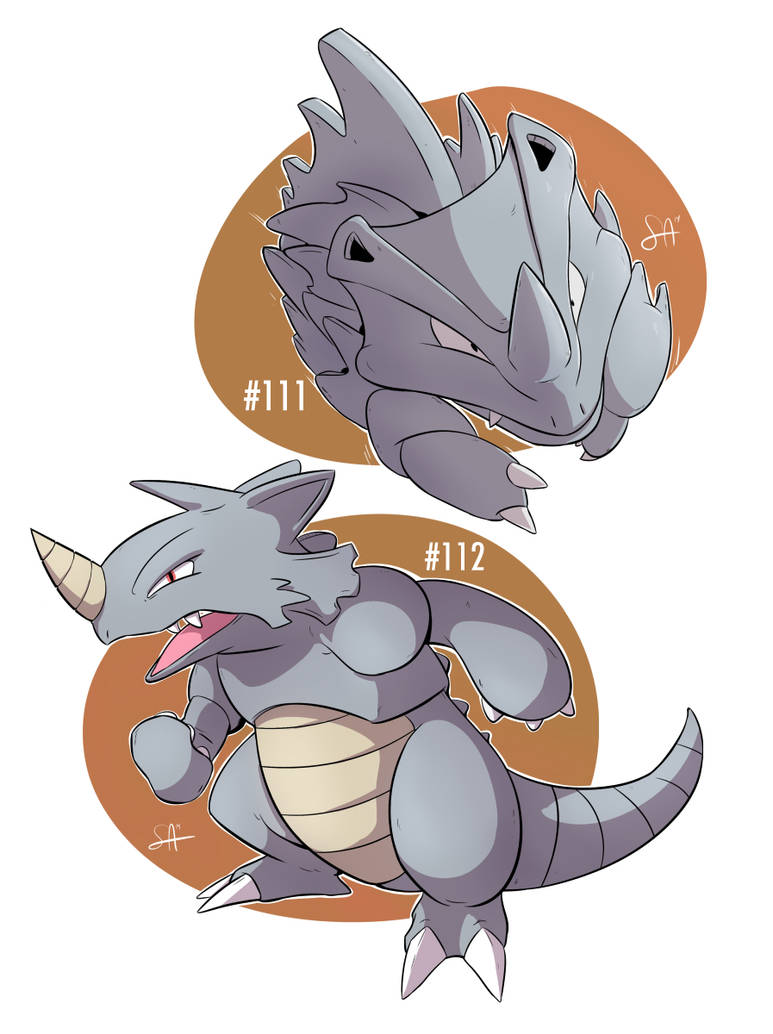 111 - Rhyhorn and 112 - Rhydon by steven-andrew on DeviantArt