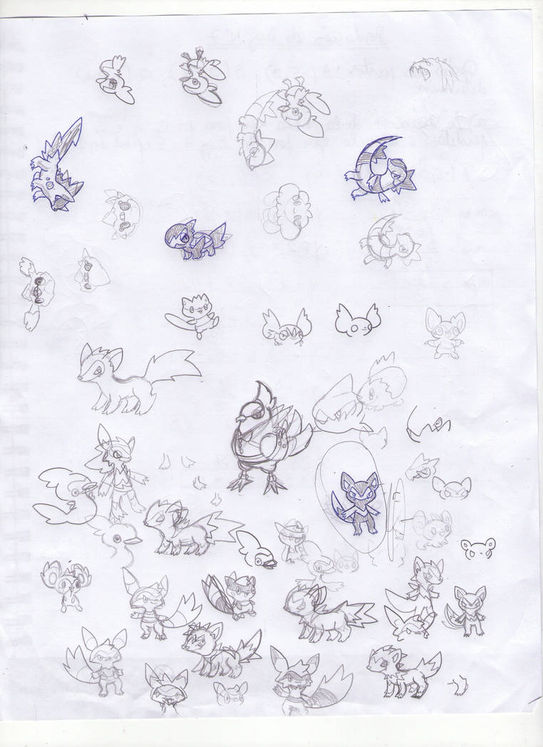Sketches fakemon by fer-gon on DeviantArt