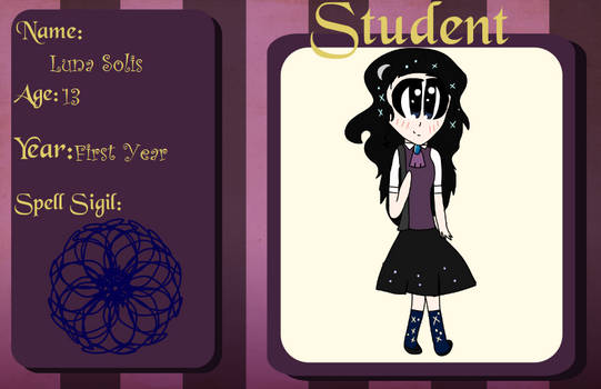 Luna Solis Student sheet for Spelljinked rp group!