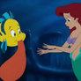 Ariel and Flounder Swim away from The Palace