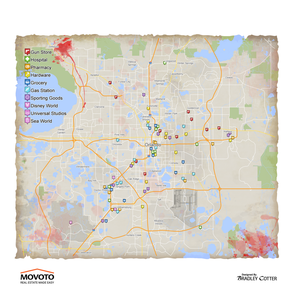 The Walking Dead Orlando, Florida Parody Map