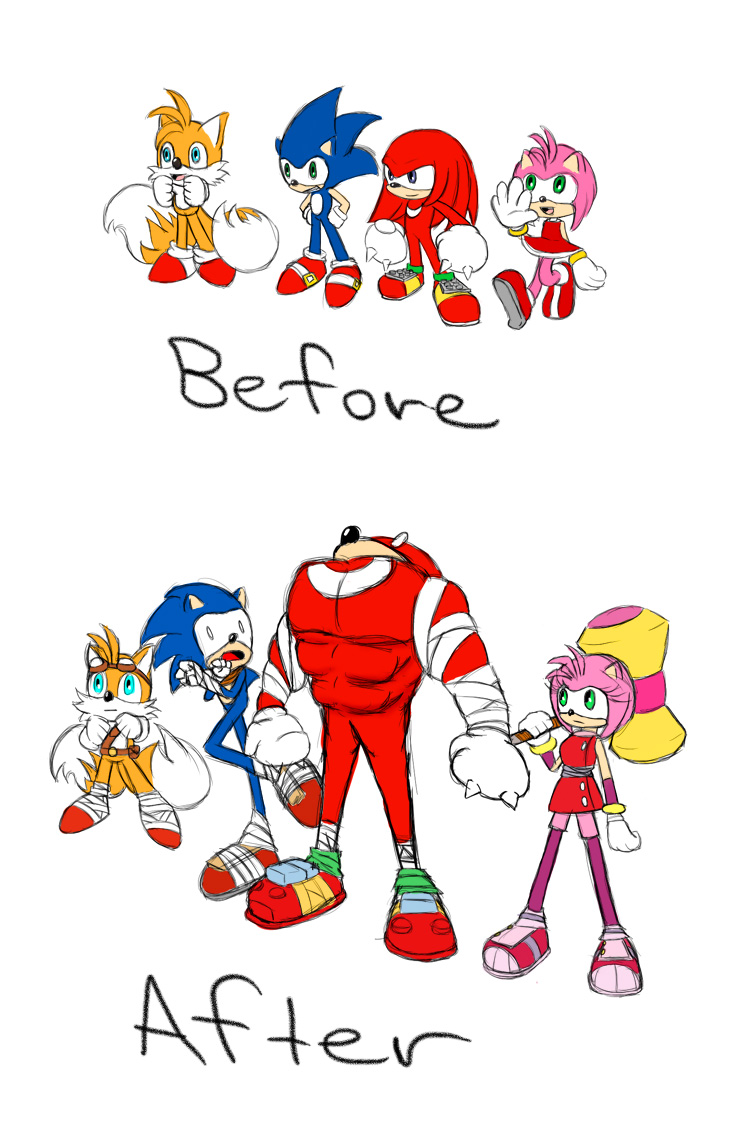 Sonic: Before and After.