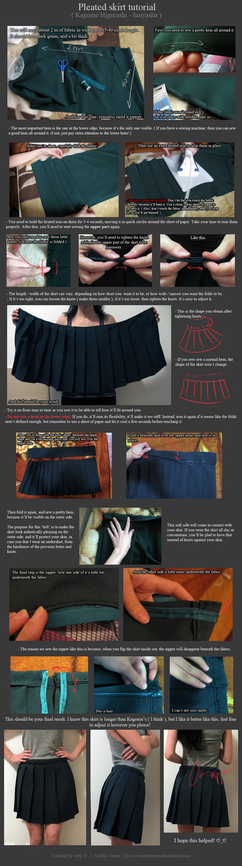 Pleated skirt tutorial - Kagome Higurashi. by neptunyan