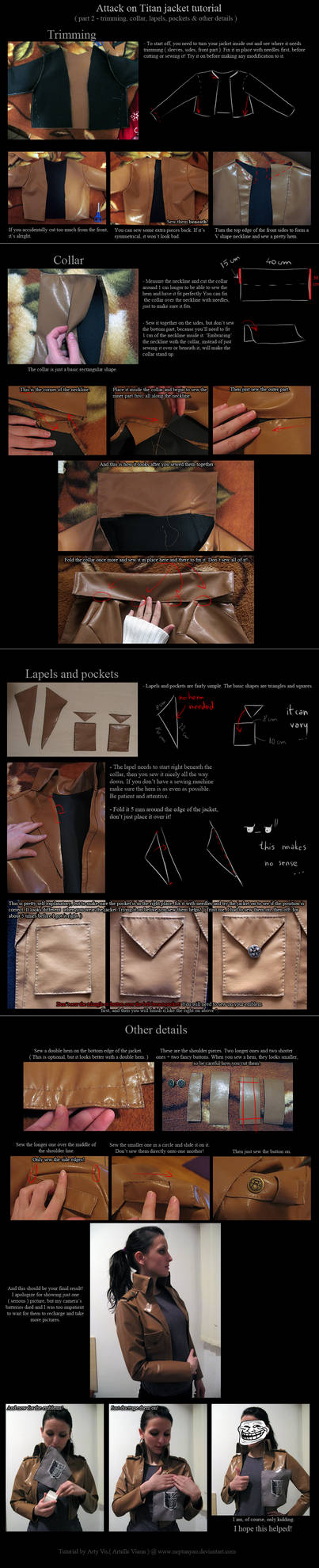 Attack on Titan jacket tutorial - details.