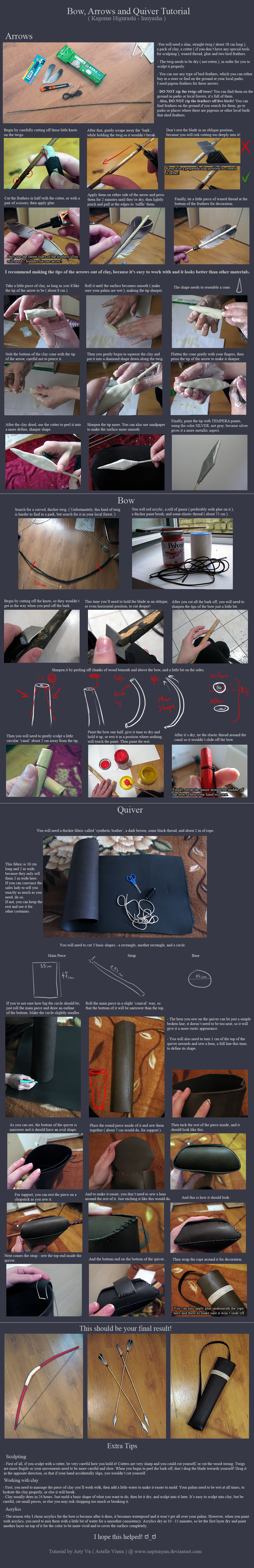 Bow, Arrows and Quiver Tutorial. by neptunyan