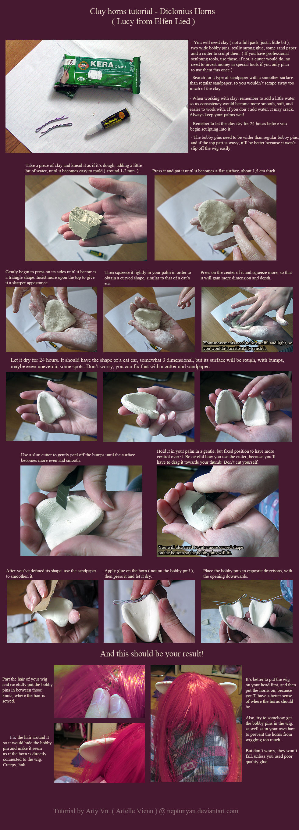 Clay horns tutorial - Lied / Lucy. by neptunyan on DeviantArt