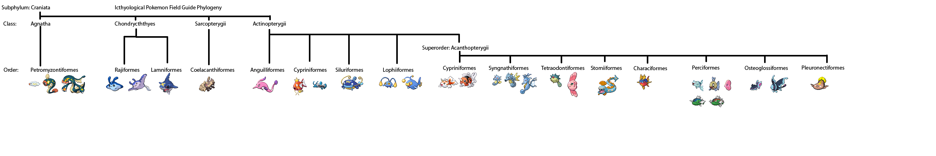 Icthyological Pokemon Field Guide Phylogeny