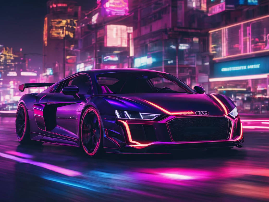 Cool Coloured R8 Audi R8 zooming through a neon city by ZirenePros on DeviantArt
