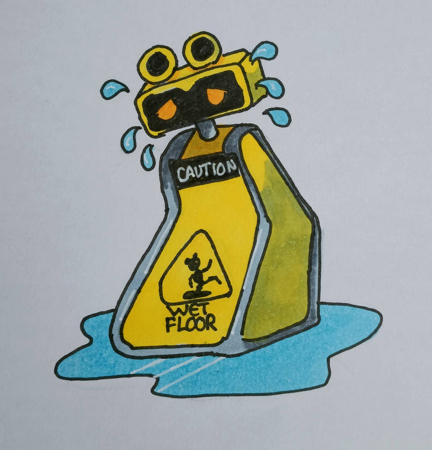 Wet Floor Bot by Jemdoesart on DeviantArt