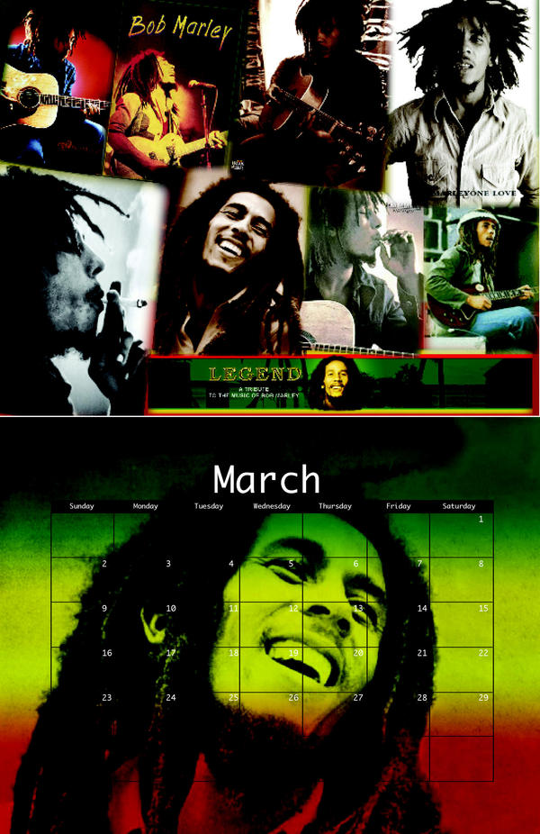 Bob Marley Calendar by rainbowflash09 on DeviantArt Bob Marley Calendar by rainbowflash09 on DeviantArt