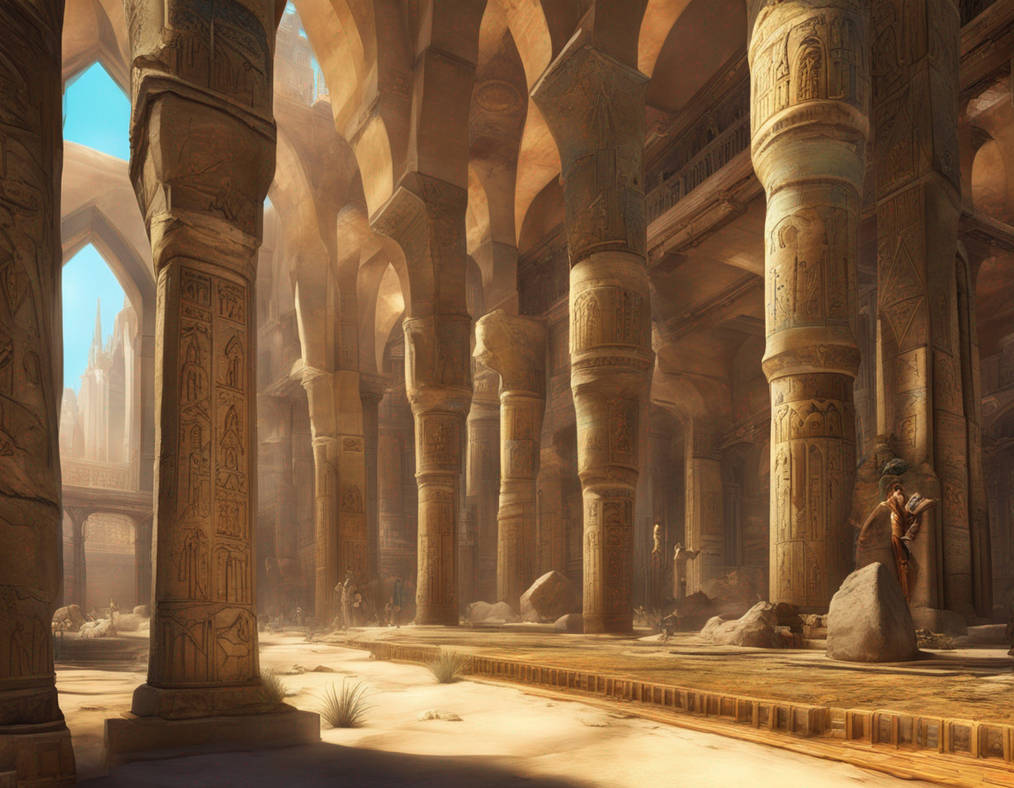 Ancient Egypt-inspired Gothic cathedral interior, by samdabestwth on ...