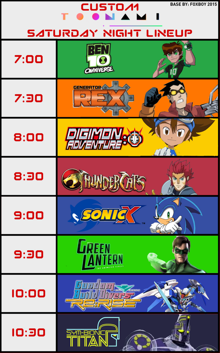Download Saturday Lineup My Custom Toonami Saturday Night Lineup by Streaker3236 on DeviantArt