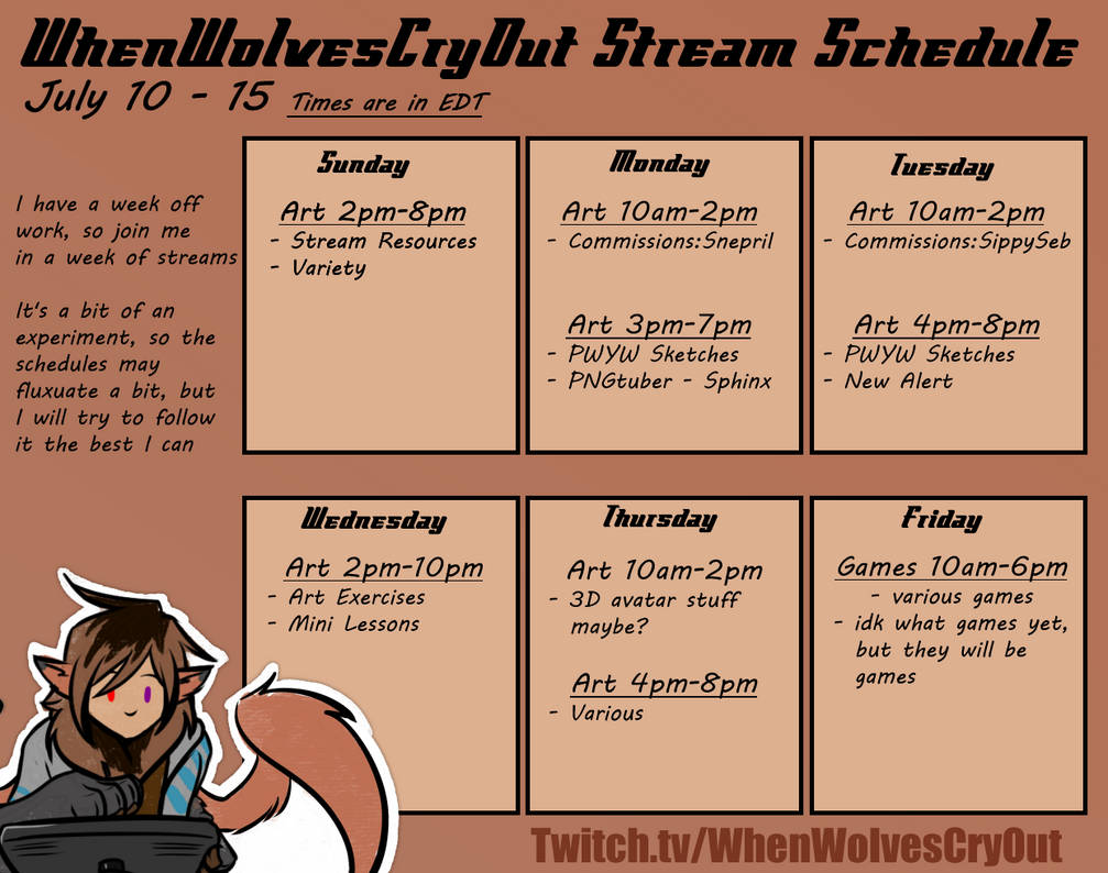 Week Streams Week of Streams by WhenWolvesCryOut on DeviantArt