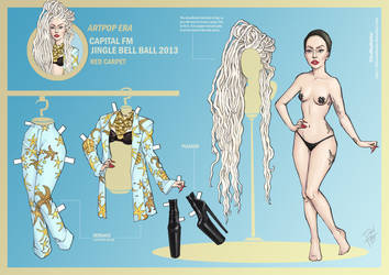 Lady Gaga Paper Doll: Jingle Bell Ball 2013 by DibuMadHatter