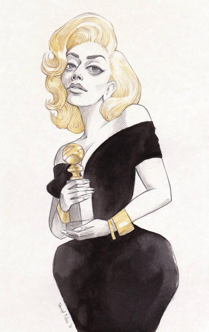 Gaga with her Golden Globe by DibuMadHatter