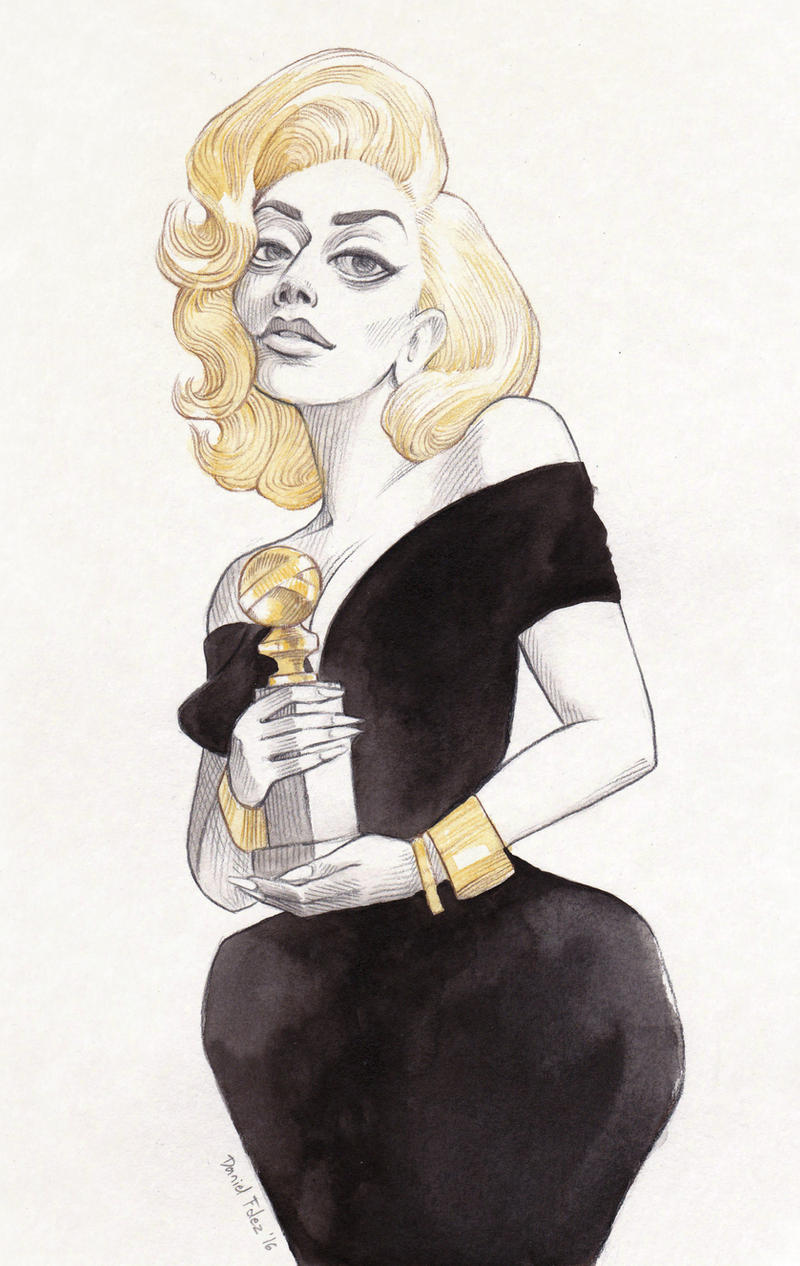 Gaga with her Golden Globe by DibuMadHatter