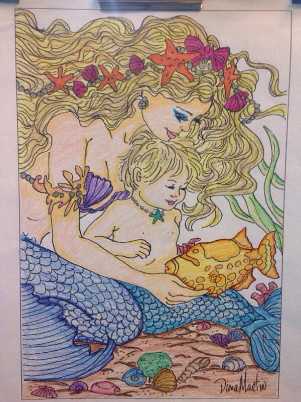 Mermaid and Child - Adult Coloring