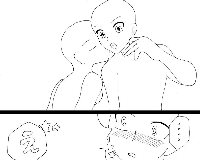 Base: Surprise kiss by OmoriP on DeviantArt  Drawing base, Anime poses  reference, Kissing drawing