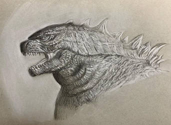 Godzilla Charcoal Pencil Drawing