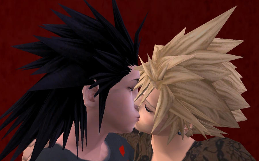 Zack and Cloud kiss