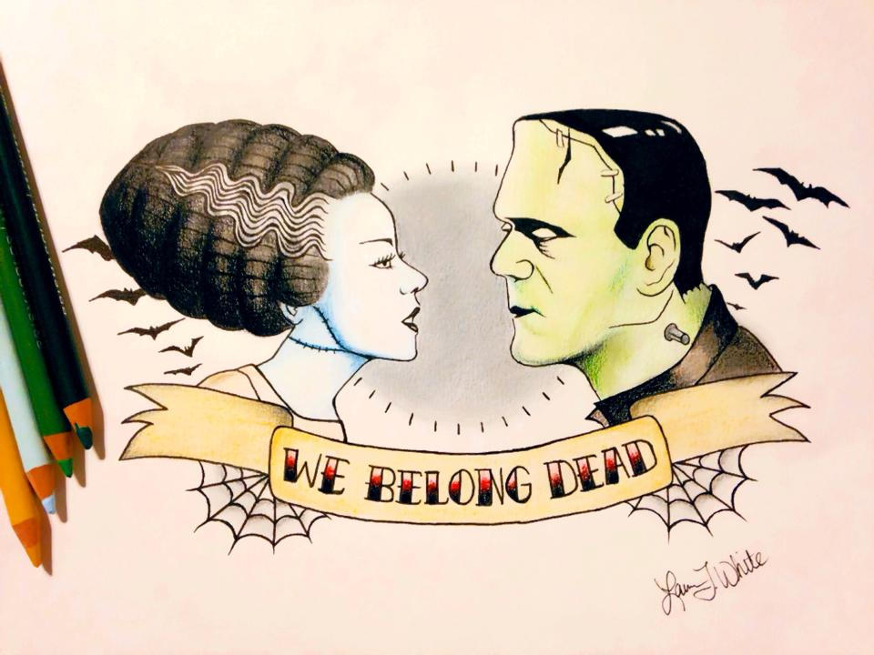Bride of Frankenstein Tattoo Flash by laurenxxmcr on DeviantArt