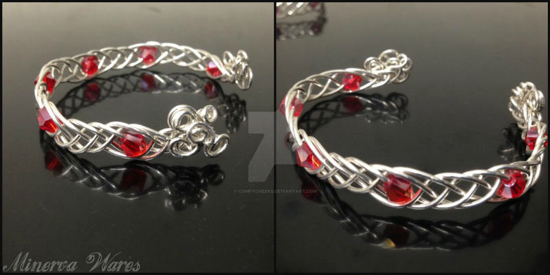 Sterling Silver Celtic Style Bracelet [Red]