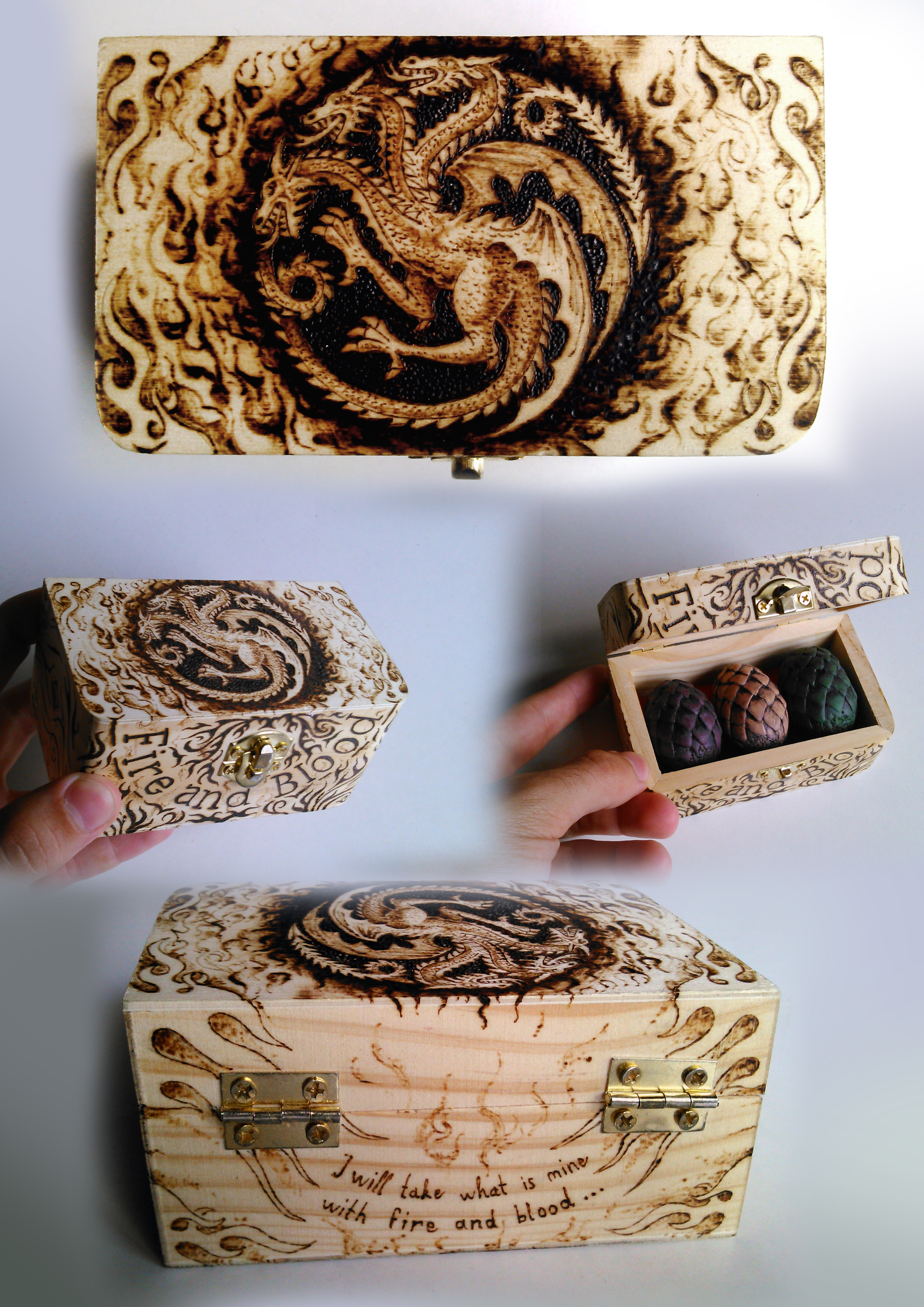 House Targaryen - Wooden Box Pyrography