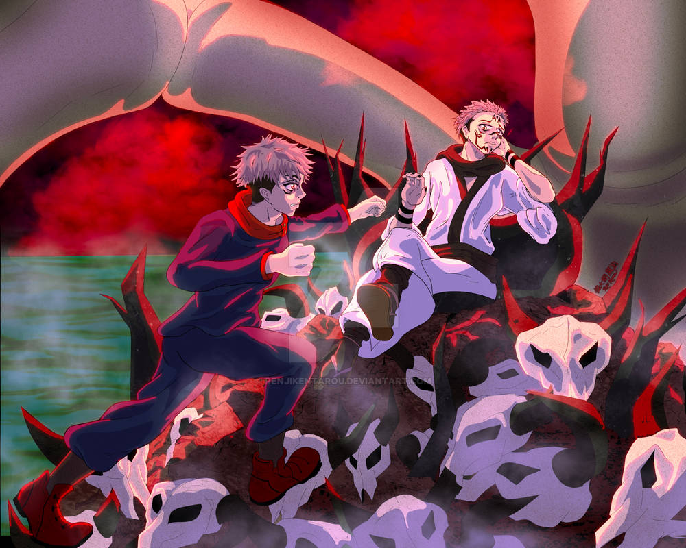 Yuji And Sukuna Jujutsu Kaisen COMMISSION By RenjiKentarou On jujutsu-kaisen-chapter-11-yuji-confronts-sukuna-in-his-mind