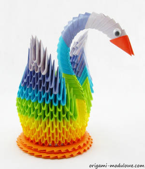 Modular Origami Rainbow Swan #1 by origamimodulowe