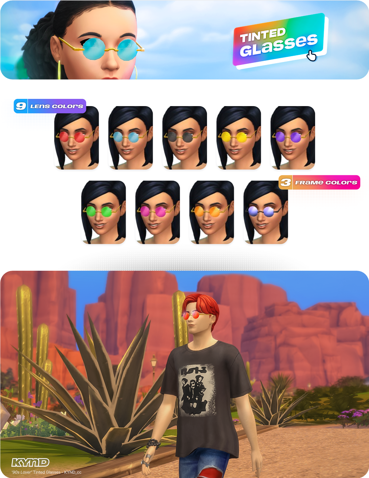 9 Lens colors / 3 Frame colors
