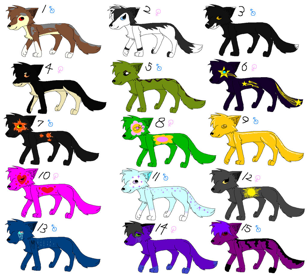 15 Wolf Adoptables