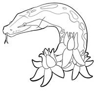 Blood Python and blood flowers lineart