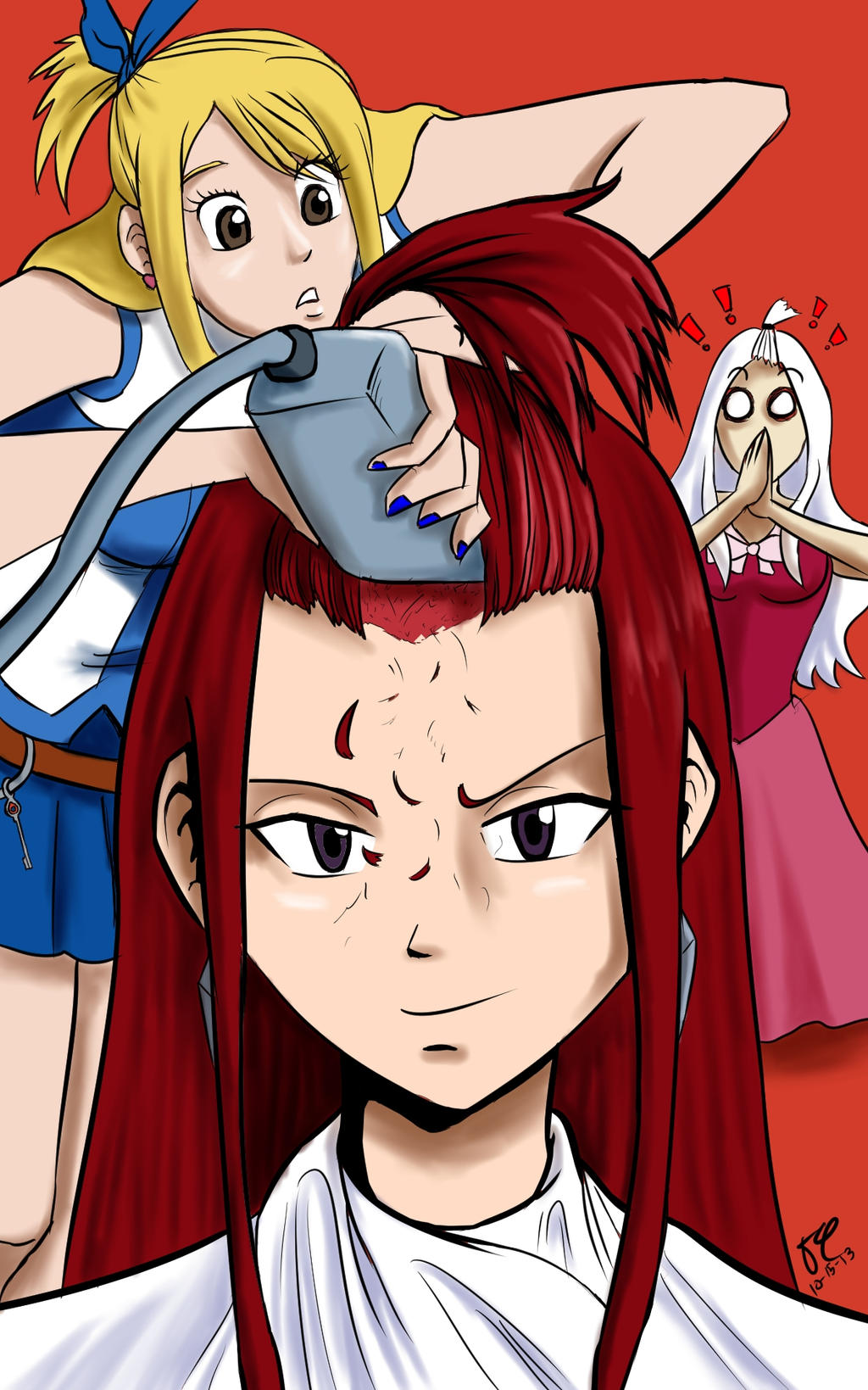 Erza Scarlet Getting Shaved