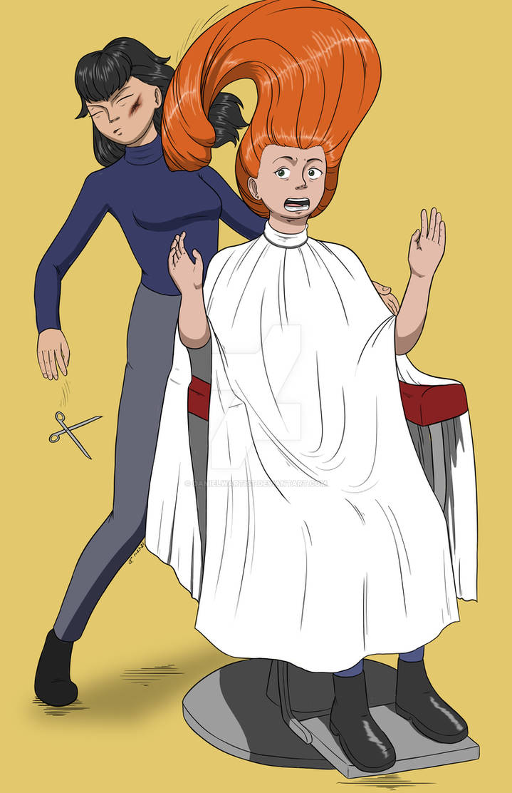 Hair Fight Deviantart When Hair Fights Back by danielwartist on DeviantArt