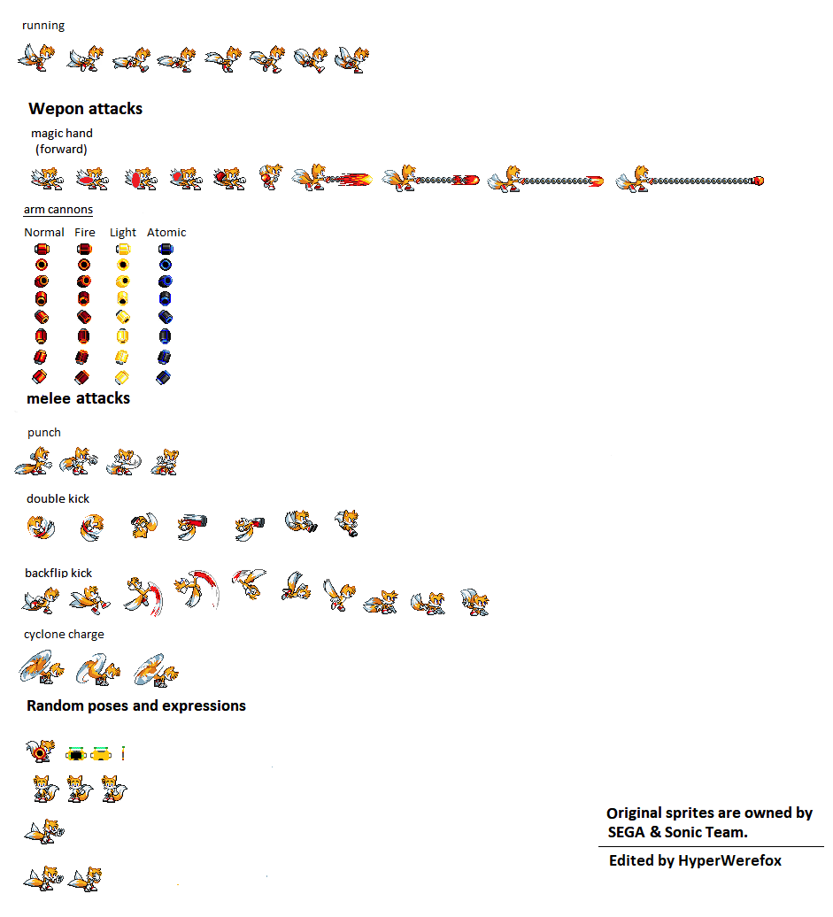 tails the fox sprites