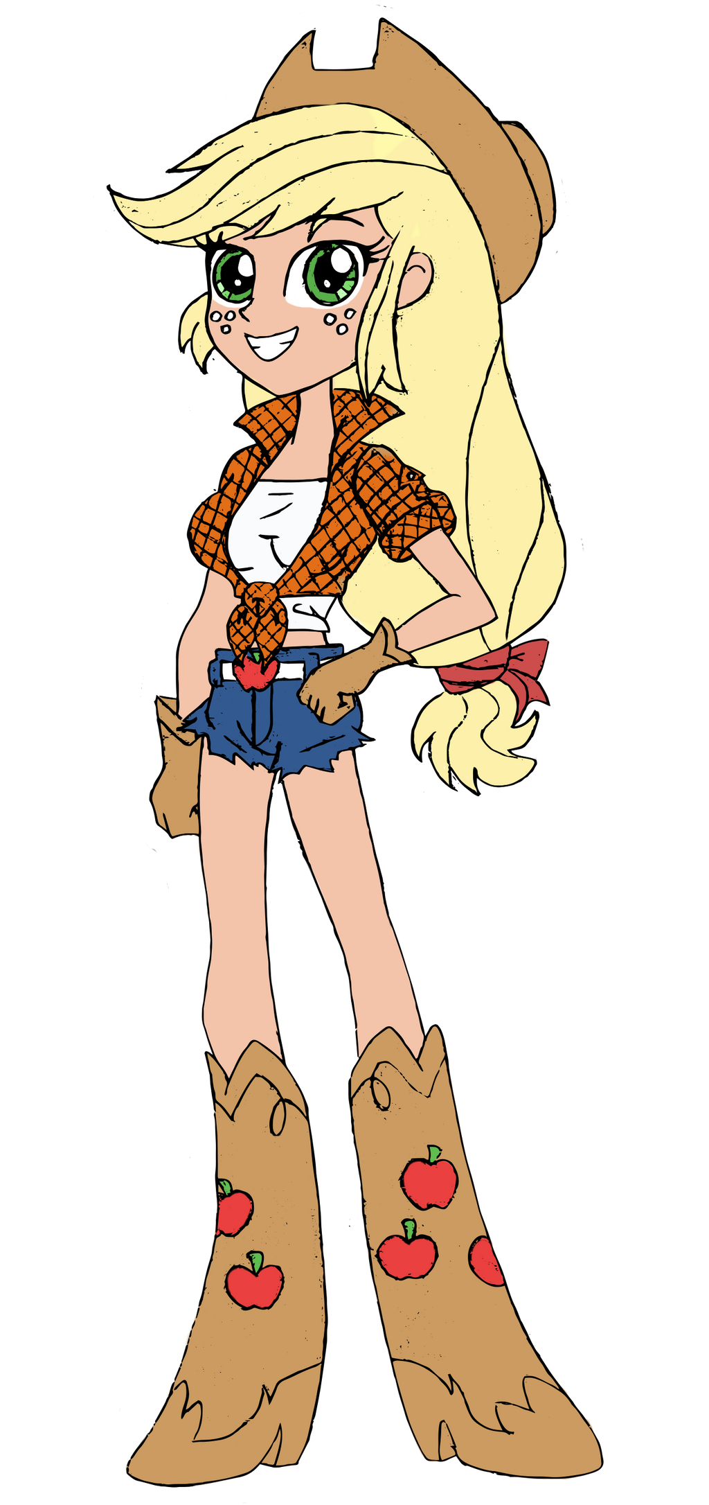 Human Applejack (Colored) by on DeviantArt