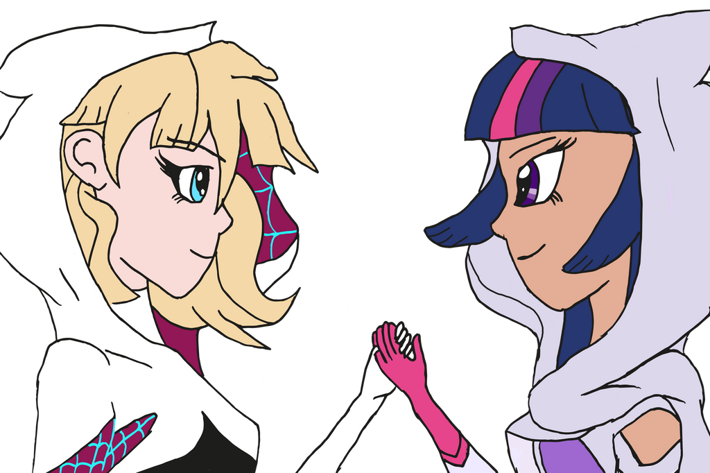 Spider-Gwen and Twilight Sparkle Handshake