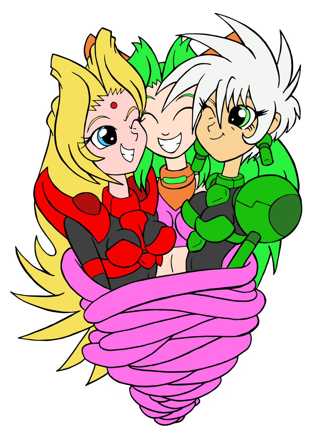 Hug Saber Psy-Saber Girls Group Hug (Colored) by edCOM02 on DeviantArt