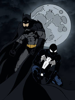 Batman and Black Suit Spider-Man