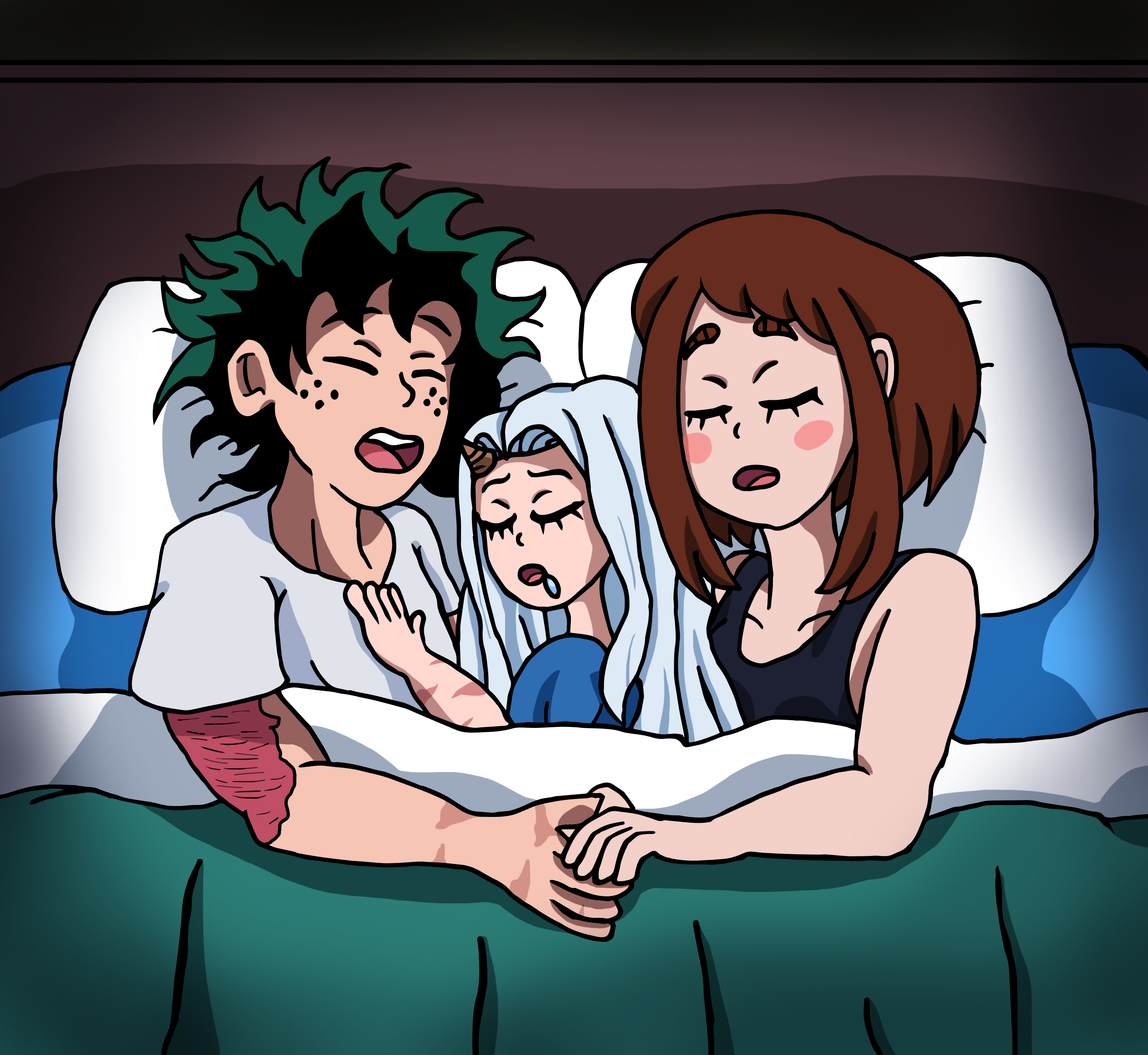 Deku x Uraraka Sleeping Family by on DeviantArt