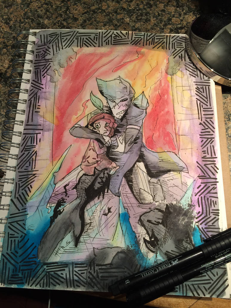 Inktober1 :Broken Wall : Protecting the Light by Terastrial-Sprout on
