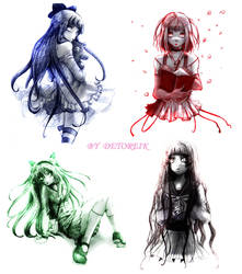 Anime Girls with Colored Ink