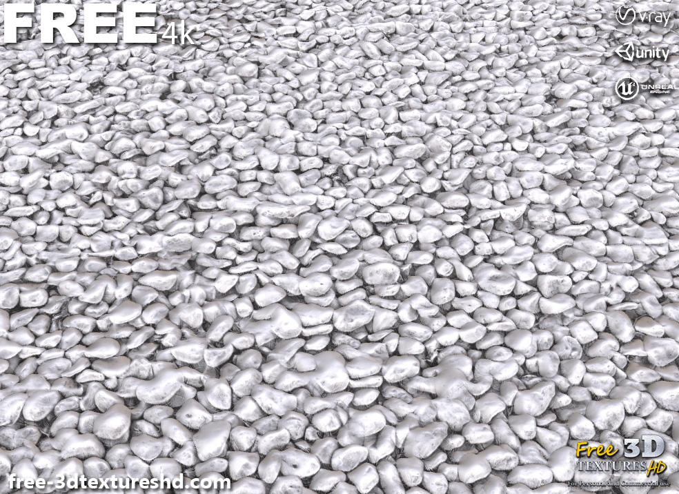 Pomes Texture White Pebbles stones ground Texture PBR 4K Free by free-3dtextureshd on ...