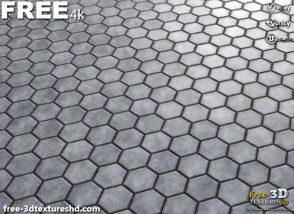 Concrete Paving Hexagonal Texture PBR HighRes 4K by free-3dtextureshd ...