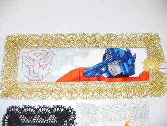 Cross Stitch Bookmark - Optimus Prime