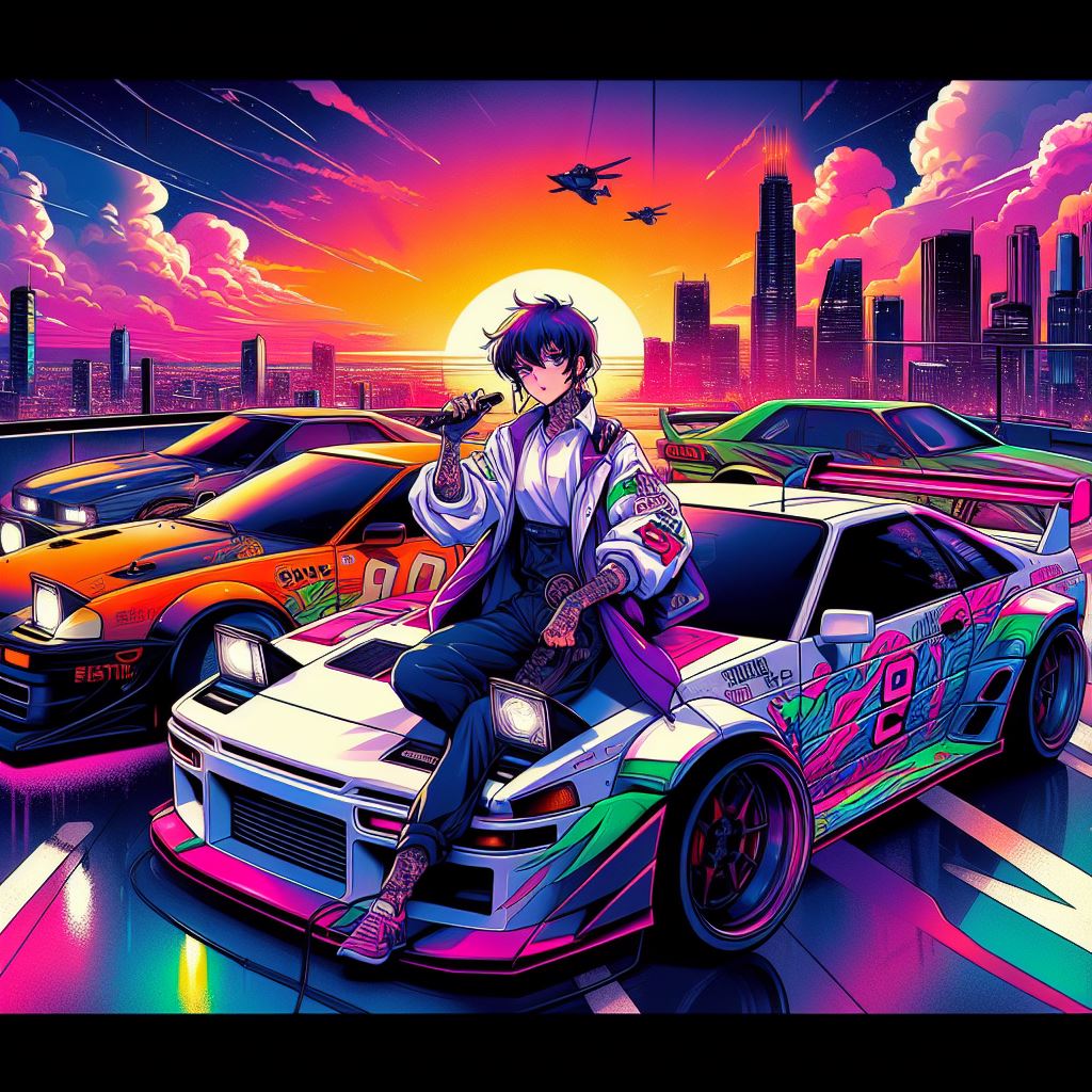 Anime, Action, Racing, Drifting, Vaporwave, Sundow by mythaiart on ...