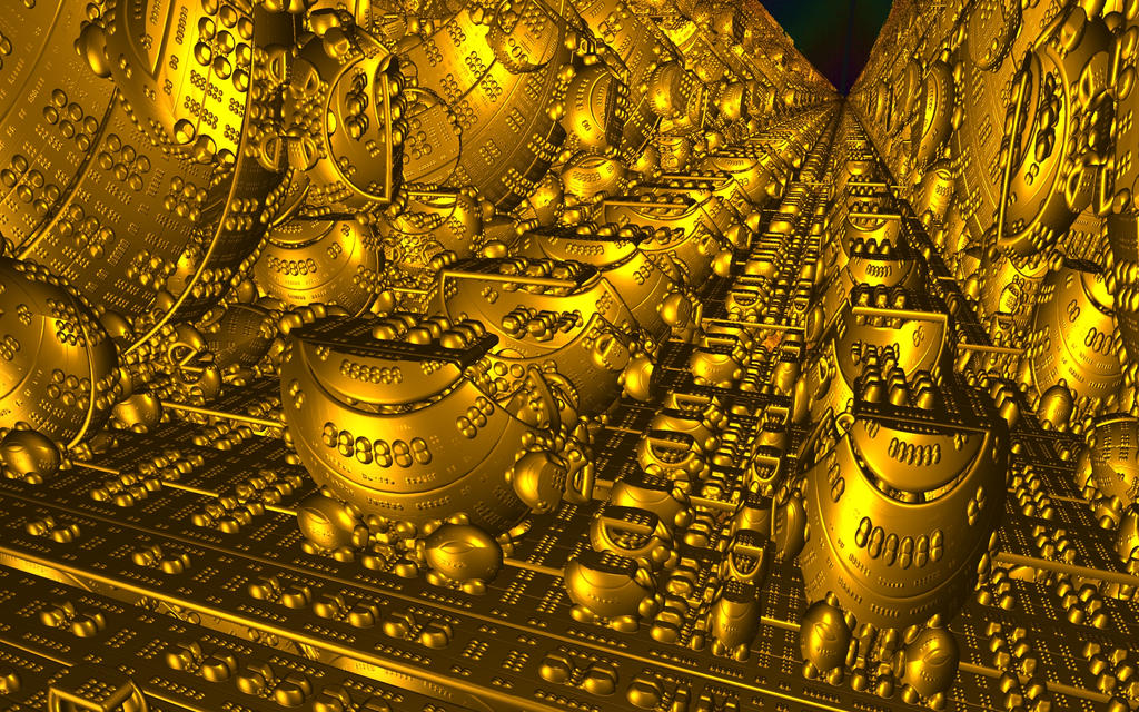 Raytraced Mandelbox Death Star's Trench by mcsoftware